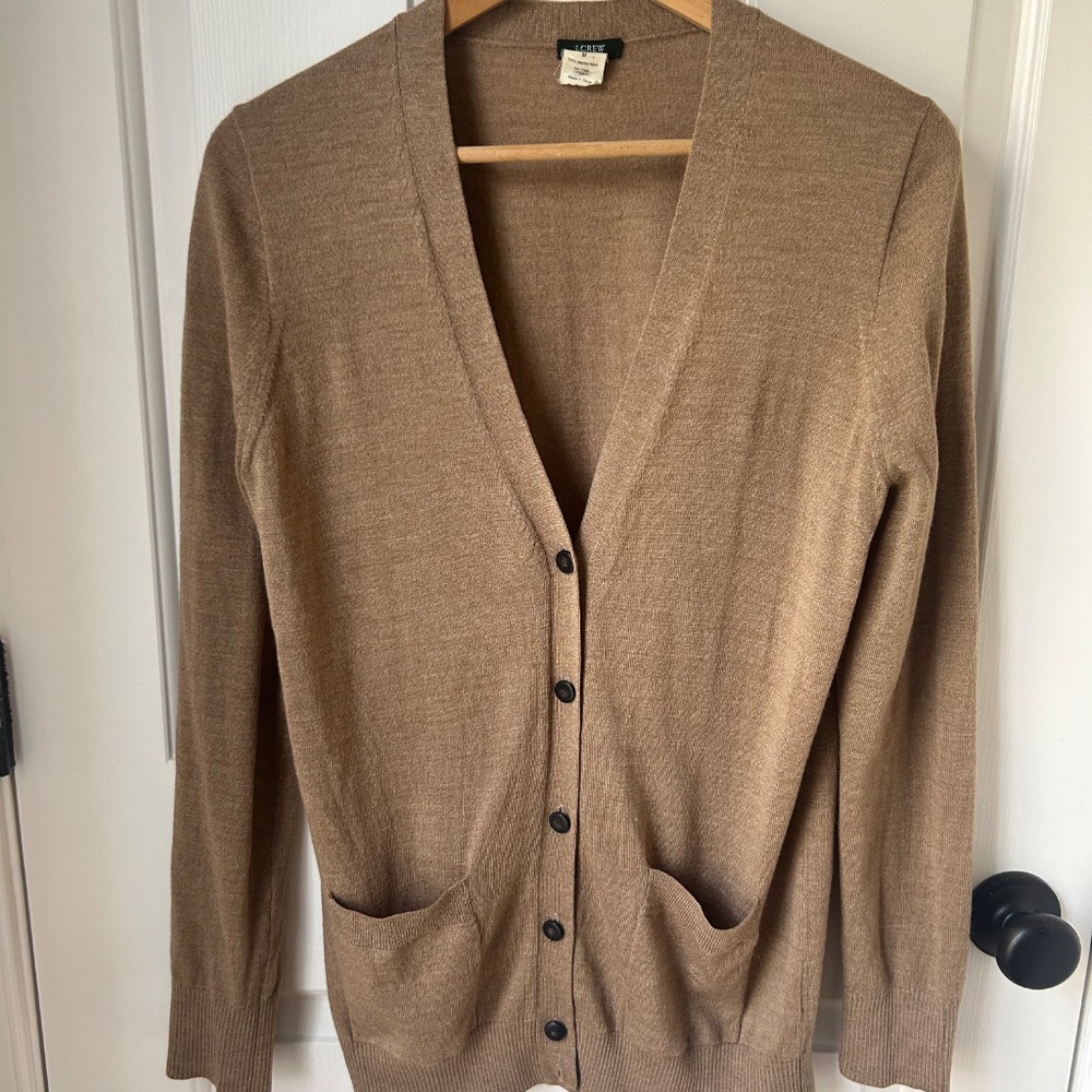 J. Crew 100% Merino Wool Lightweight Long V-Neck Cardigan Size M